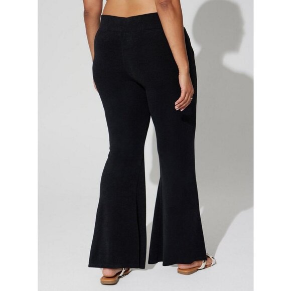Torrid Full Length Terry Cloth Flare Beach Pant Black Size 3 - Picture 2 of 5